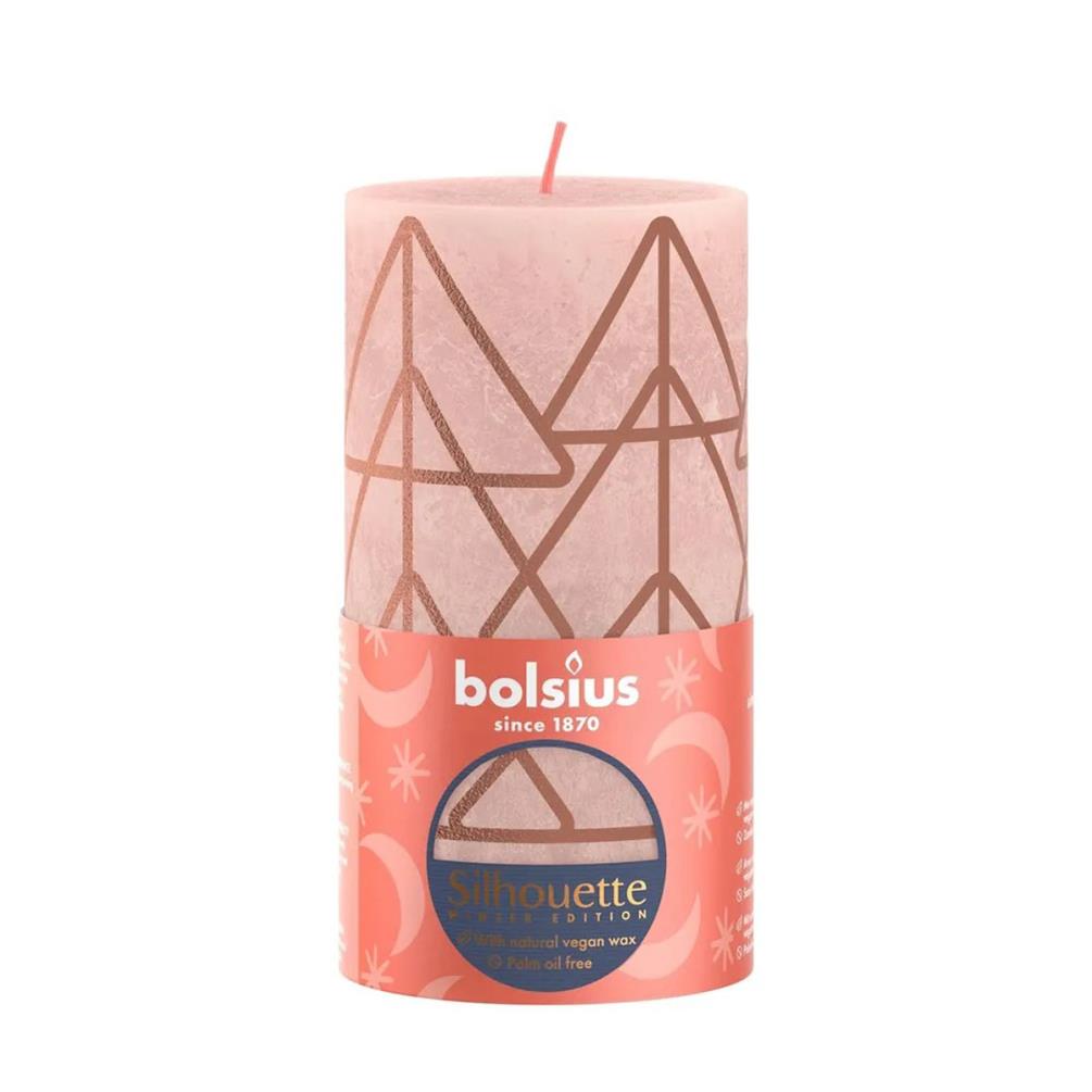 Bolsius Misty Pink Rustic Silhouette Pillar Candle  13cm x 7cm £7.19